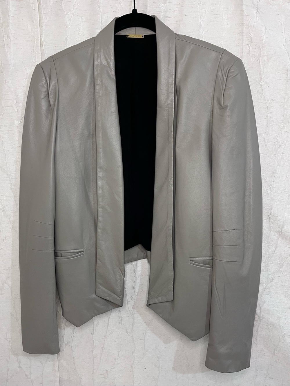 Size 4 Rebecca Minkoff Grey Lambskin Leather Open Jacket Pockets Soft